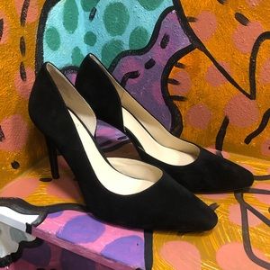 Vince Camuto black suede leather d’orsay pumps pointed toe size 11